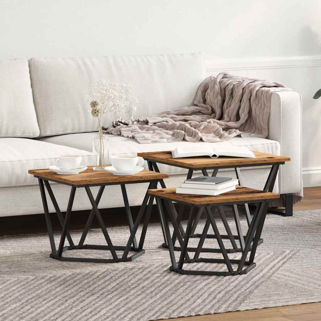 Tavolino da salotto 3 pcs Legno vecchio | homemem39