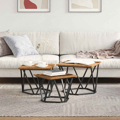 Tavolino da salotto 3 pcs Legno vecchio | homemem39