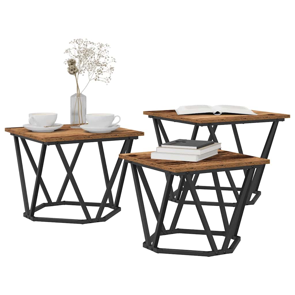 Tavolino da salotto 3 pcs Legno vecchio | homemem39