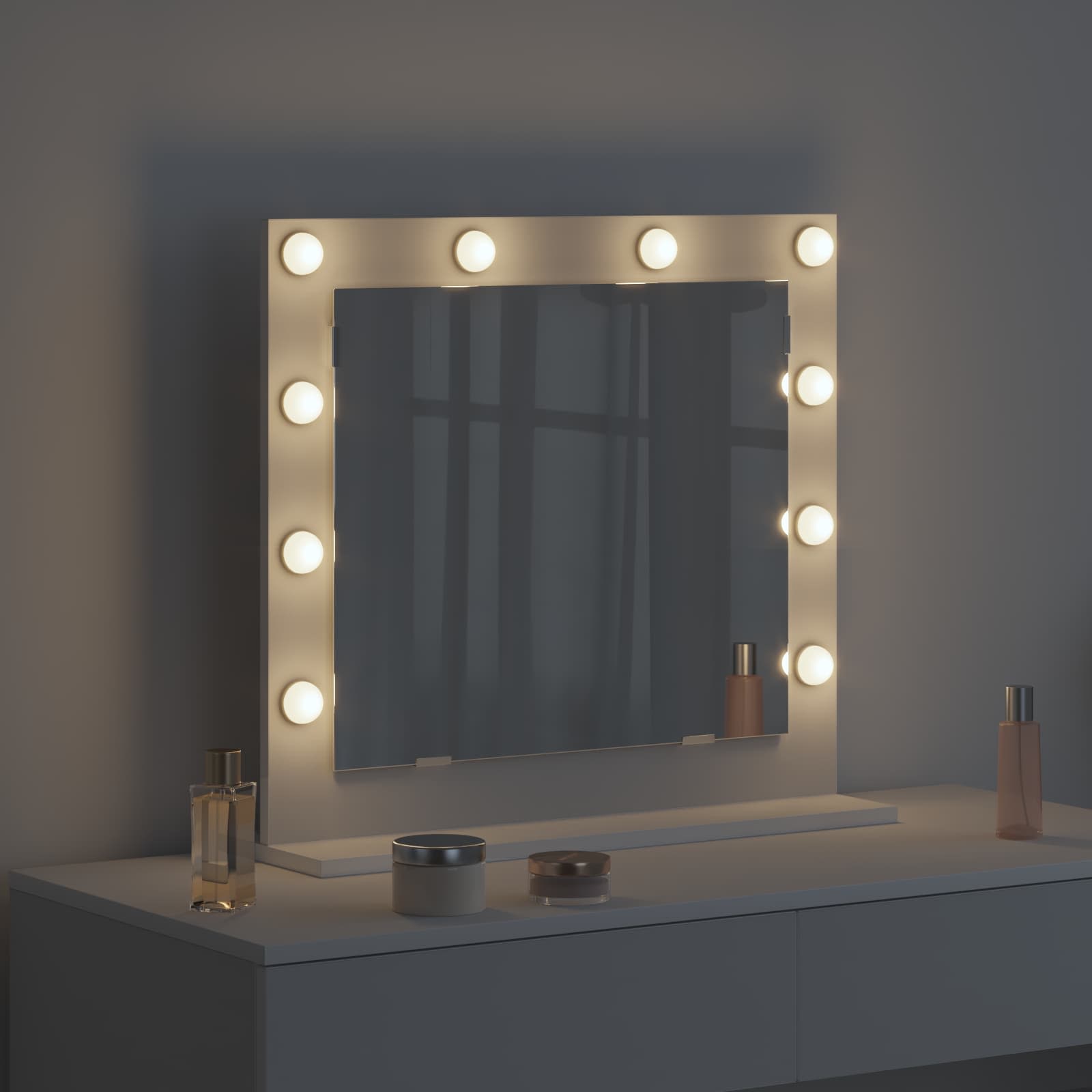 Specchio da Vanità Rettangolare Bianco 60 x 55 x 18 cm | homemem39