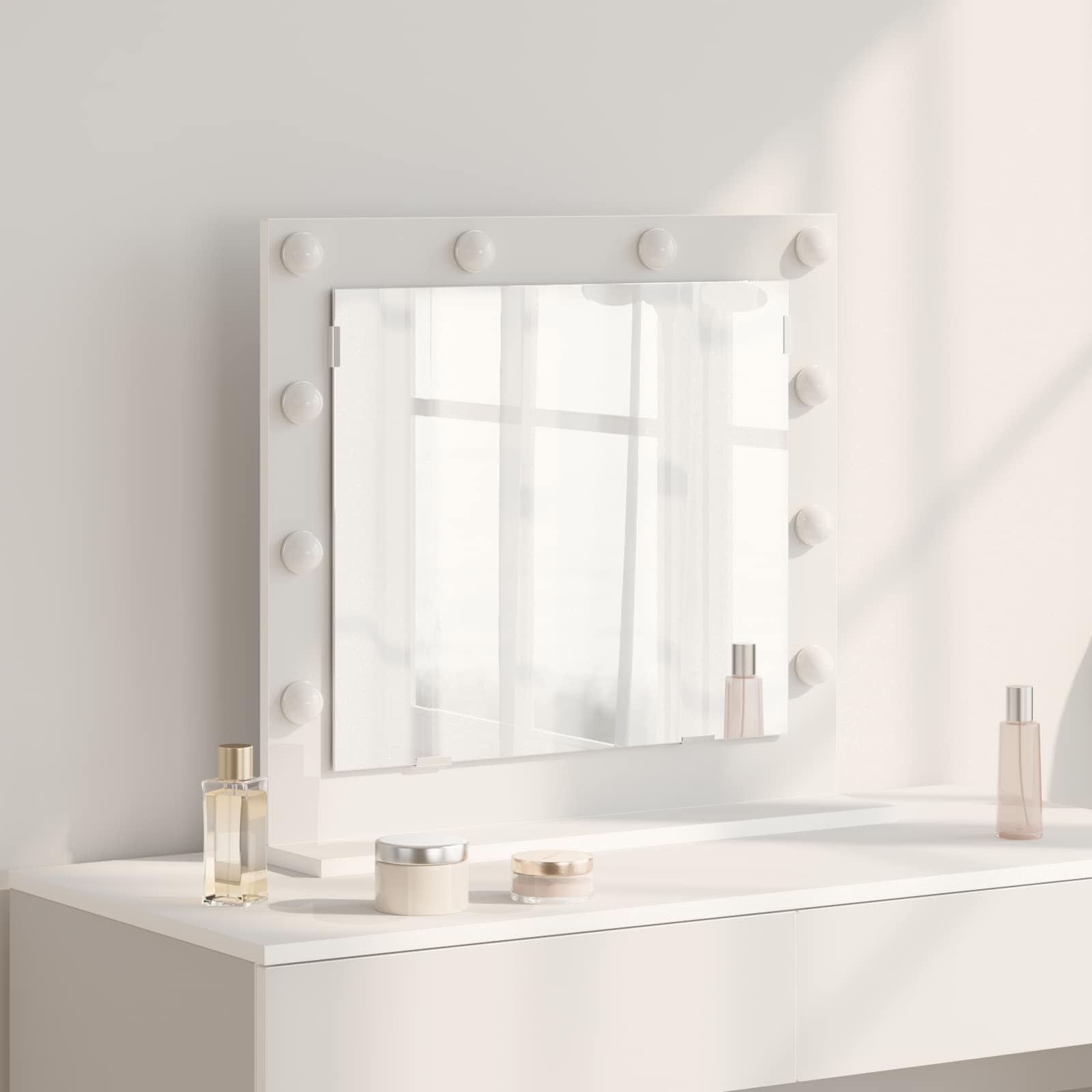 Specchio da Vanità Rettangolare Bianco 60 x 55 x 18 cm | homemem39