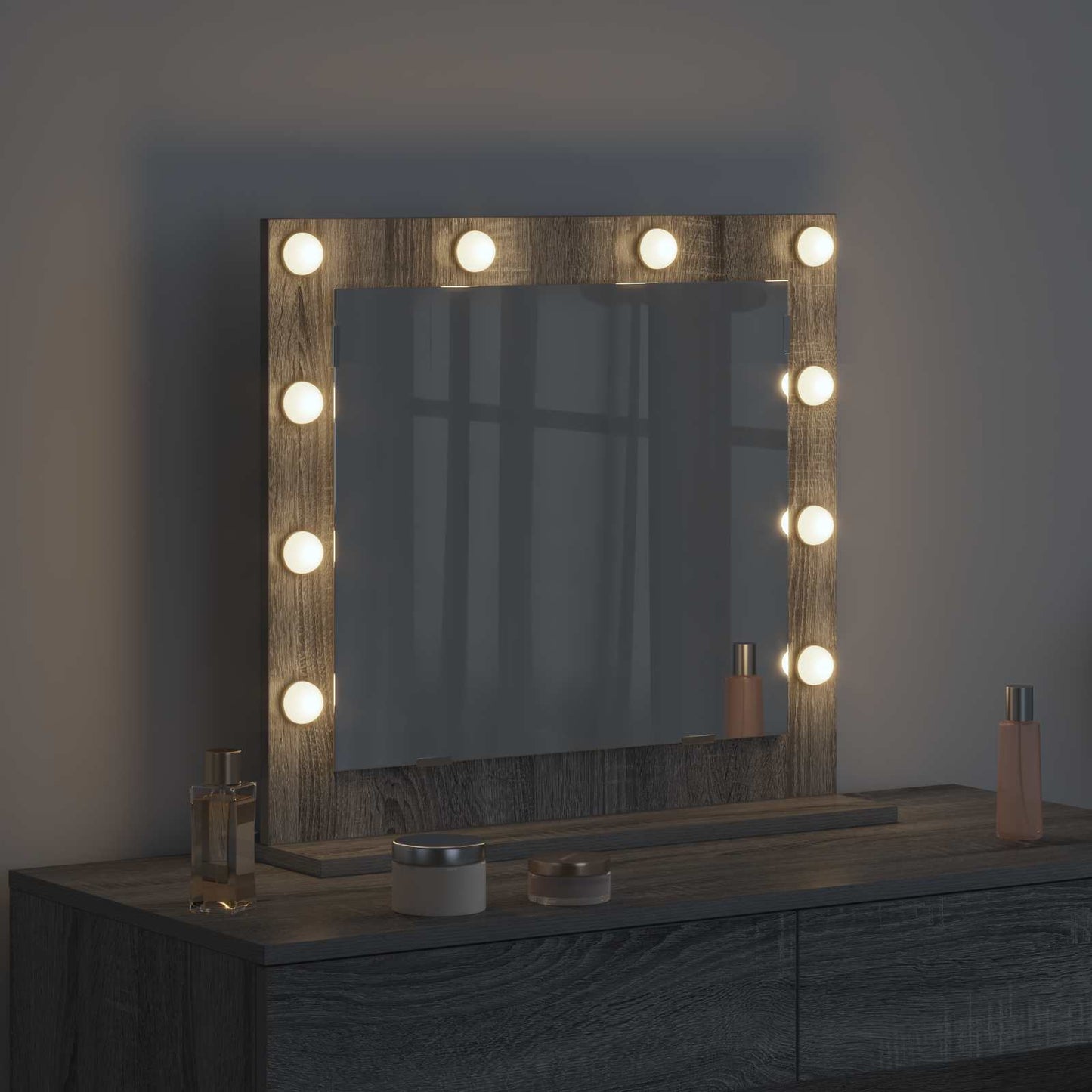 Specchio da Vanità Rettangolare Grigio Sonoma 60 x 55 x 18 cm