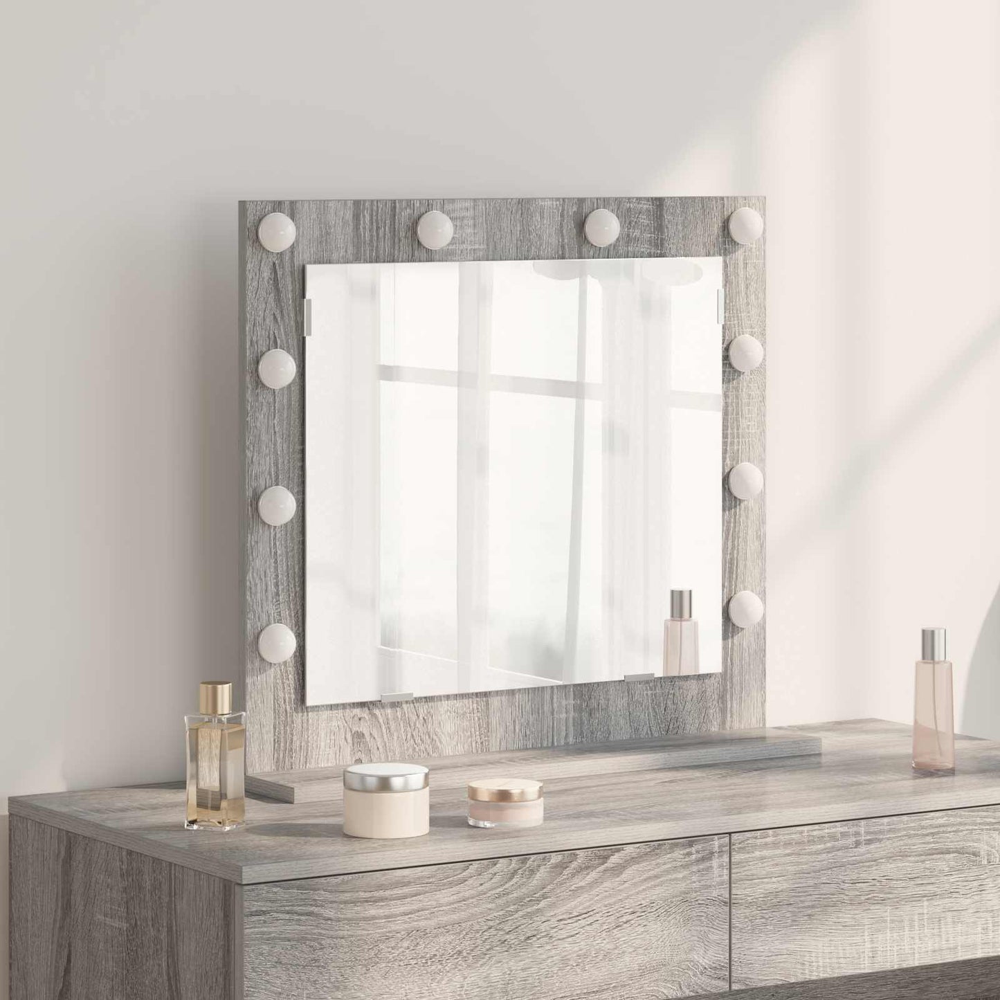 Specchio da Vanità Rettangolare Grigio Sonoma 60 x 55 x 18 cm