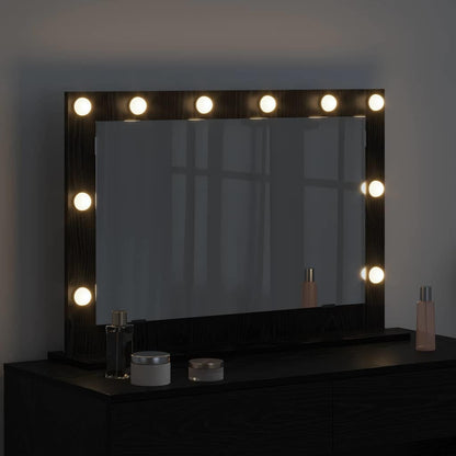 Specchio da Vanità Rettangolare Rovere Nero 80 x 15 x 18 cm