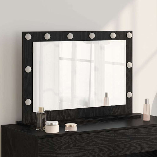 Specchio da Vanità Rettangolare Rovere Nero 80 x 15 x 18 cm