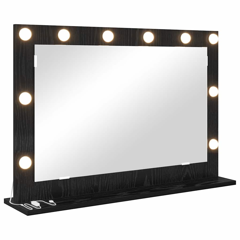 Specchio da Vanità Rettangolare Rovere Nero 80 x 15 x 18 cm