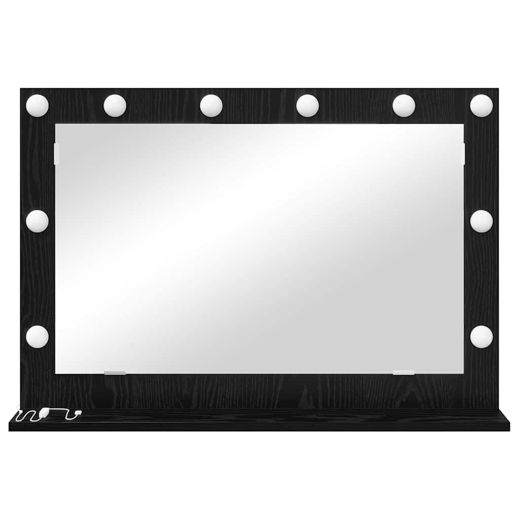 Specchio da Vanità Rettangolare Rovere Nero 80 x 15 x 18 cm