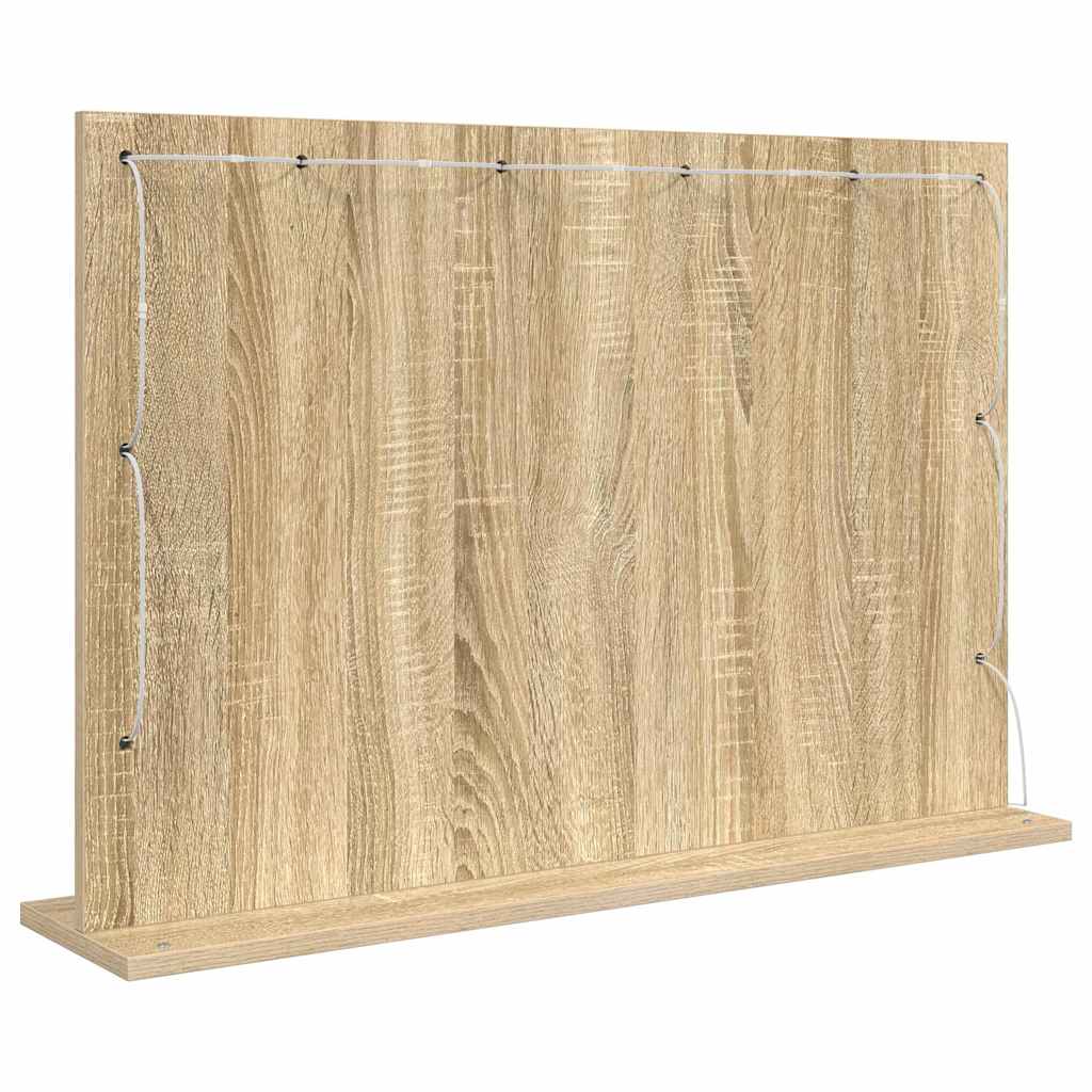 Specchio da Vanità Rettangolare Rovere Sonoma 80 x 55 x 18 cm | homemem39