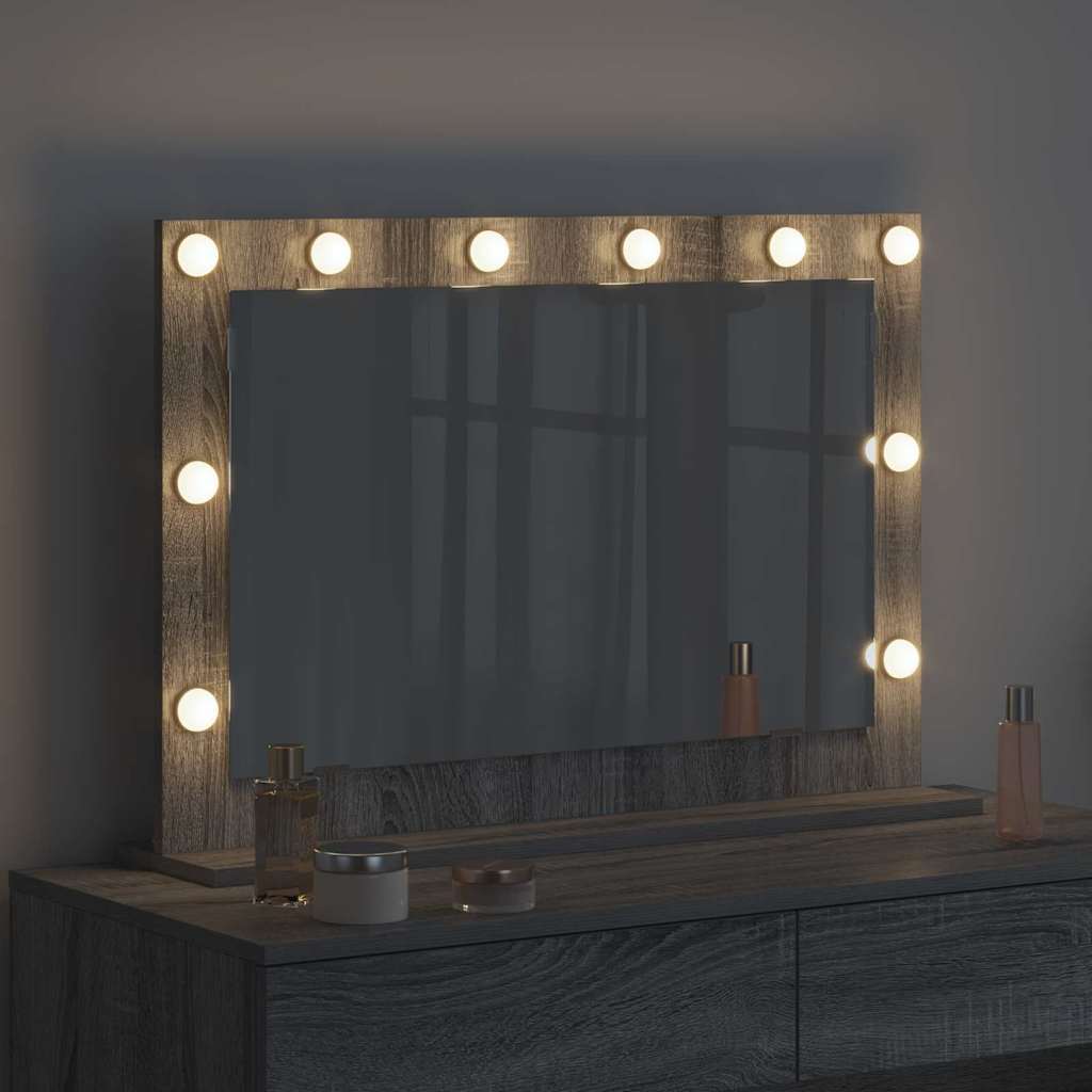 Specchio da Vanità Rettangolare Grigio Sonoma 80 x 55 x 18 cm