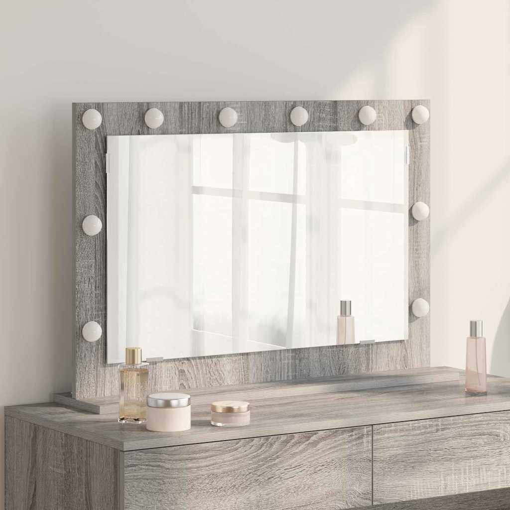 Specchio da Vanità Rettangolare Grigio Sonoma 80 x 55 x 18 cm