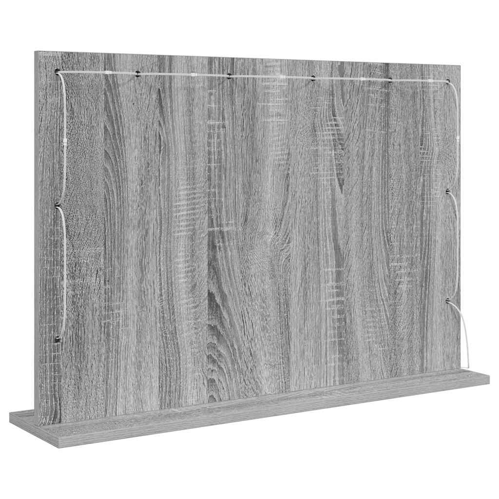 Specchio da Vanità Rettangolare Grigio Sonoma 80 x 55 x 18 cm