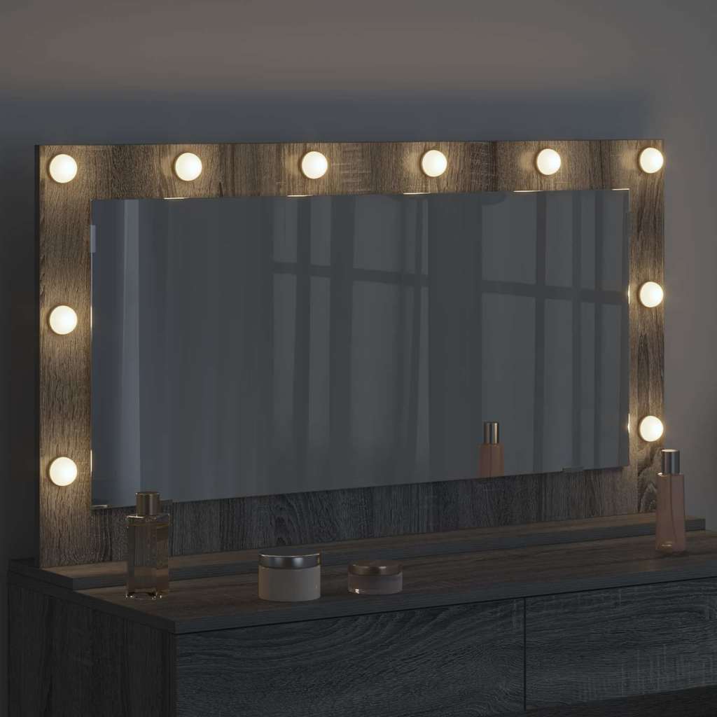 Specchio da Vanità Rettangolare Grigio Sonoma 100 x 55 x 18 cm