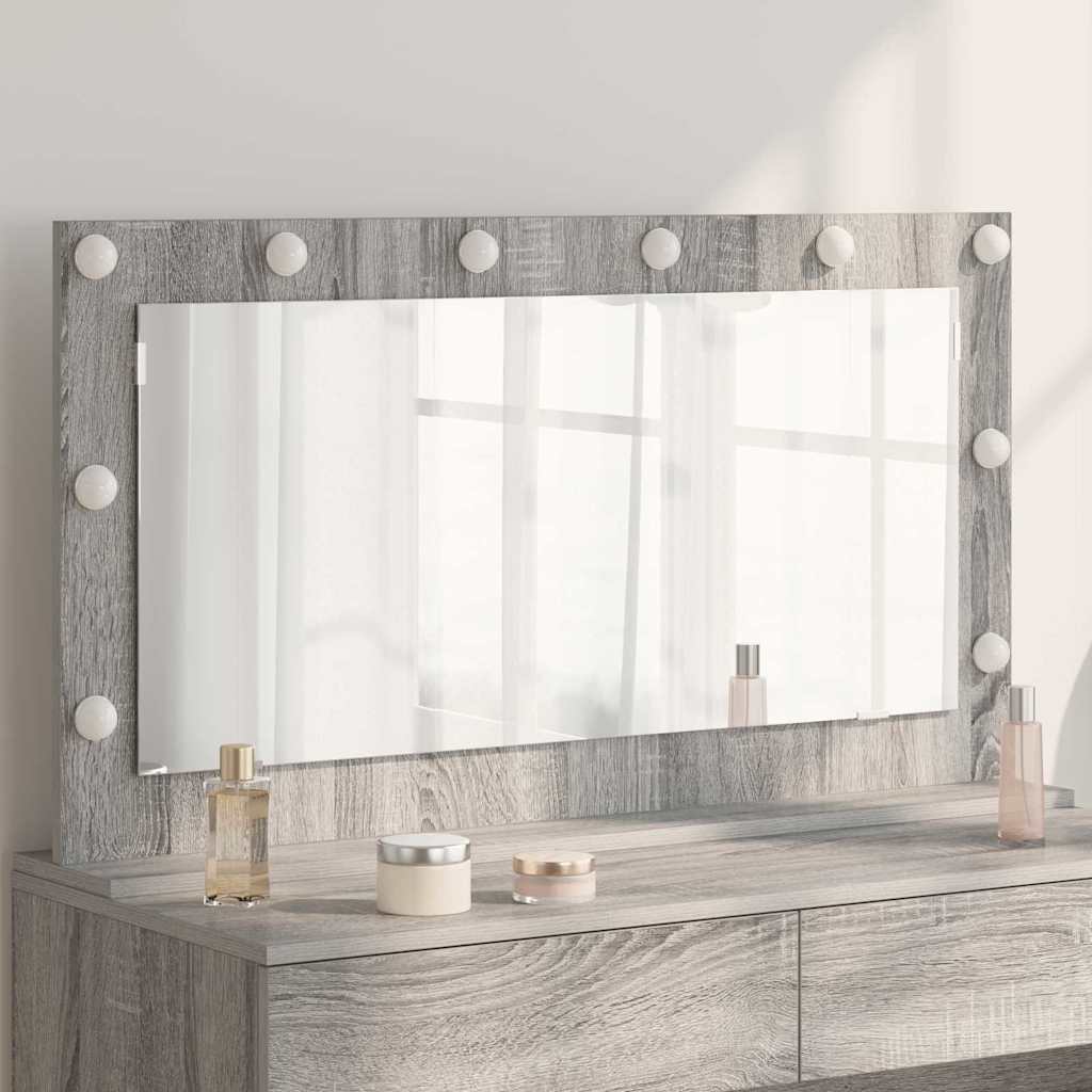 Specchio da Vanità Rettangolare Grigio Sonoma 100 x 55 x 18 cm