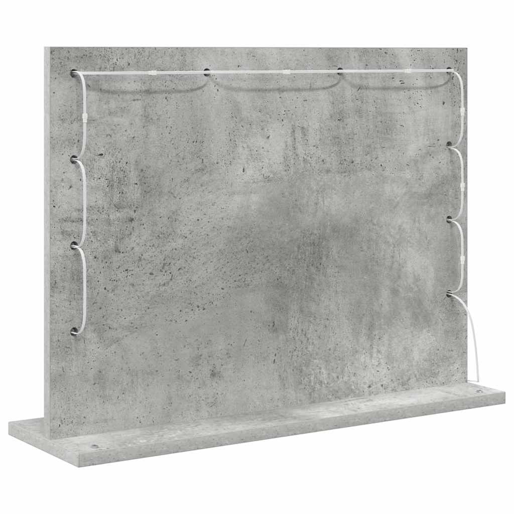 Specchio da Vanità Rettangolare Grigio cemento 60 x 45 x 18 cm