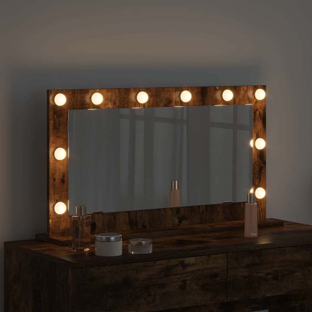 Specchio da Vanità Rettangolare Rovere fumé 80 x 45 x 18 cm