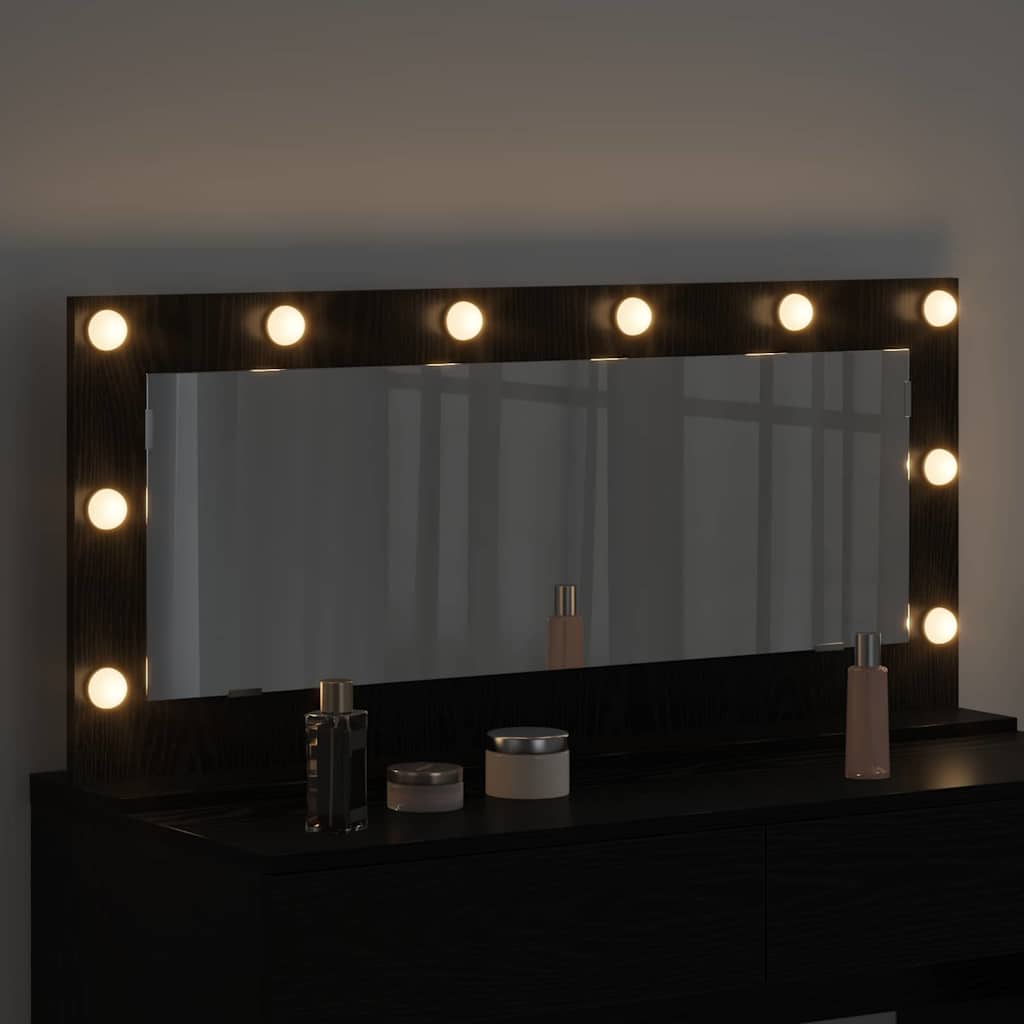 Specchio da Vanità Rettangolare Rovere Nero 100 x 45 x 18 cm