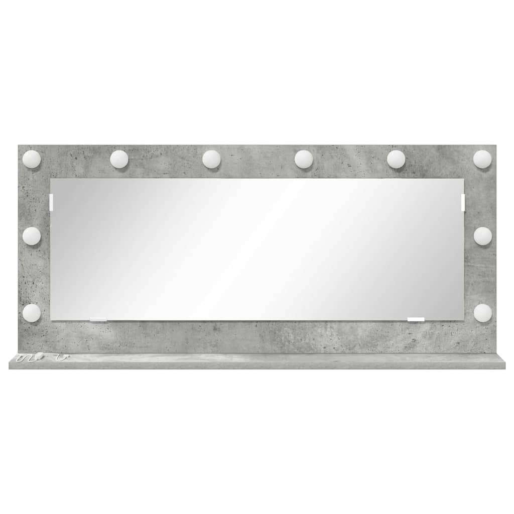 Specchio da Vanità Rettangolare Grigio cemento 100 x 45 x 18 cm