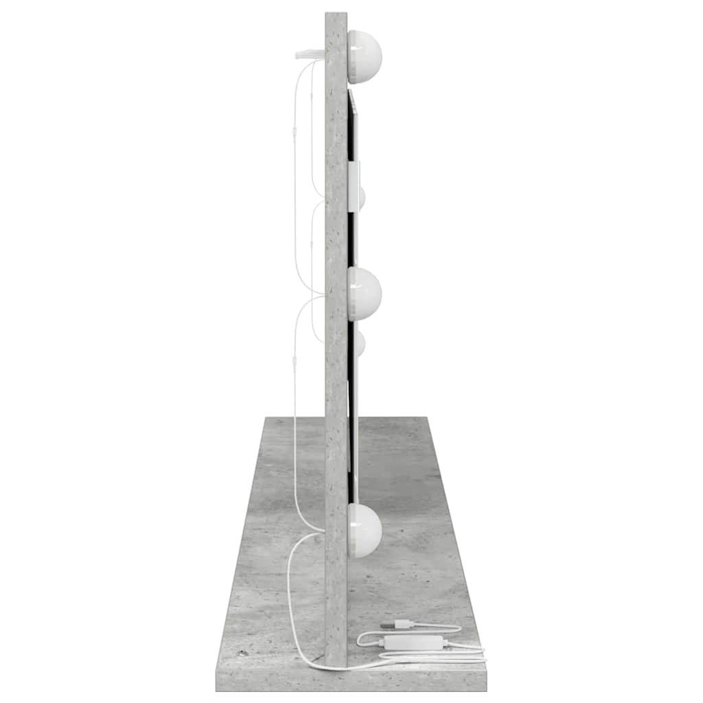Specchio da Vanità Rettangolare Grigio cemento 100 x 45 x 18 cm