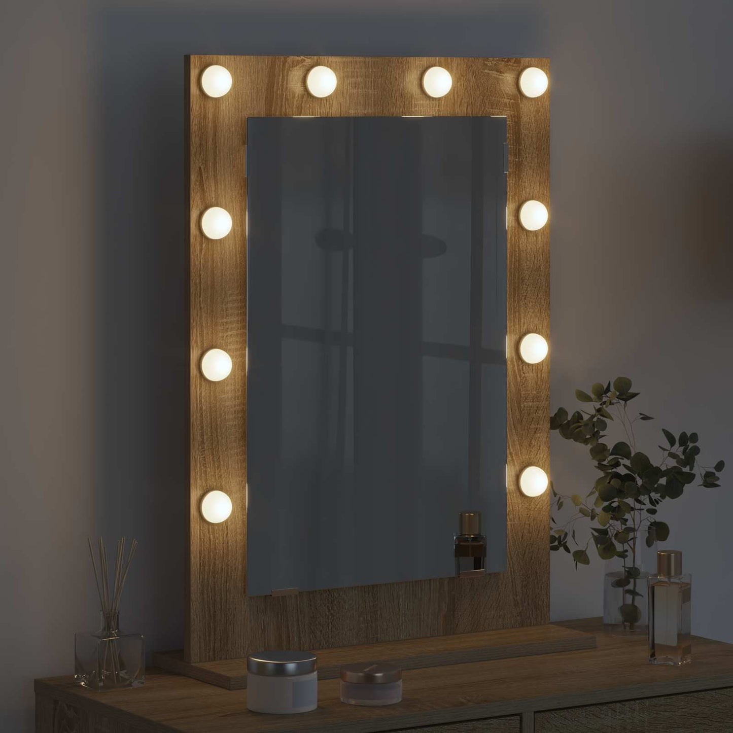 Specchio da Vanità Rettangolare Rovere Sonoma 70 x 50 x 18 cm | homemem39