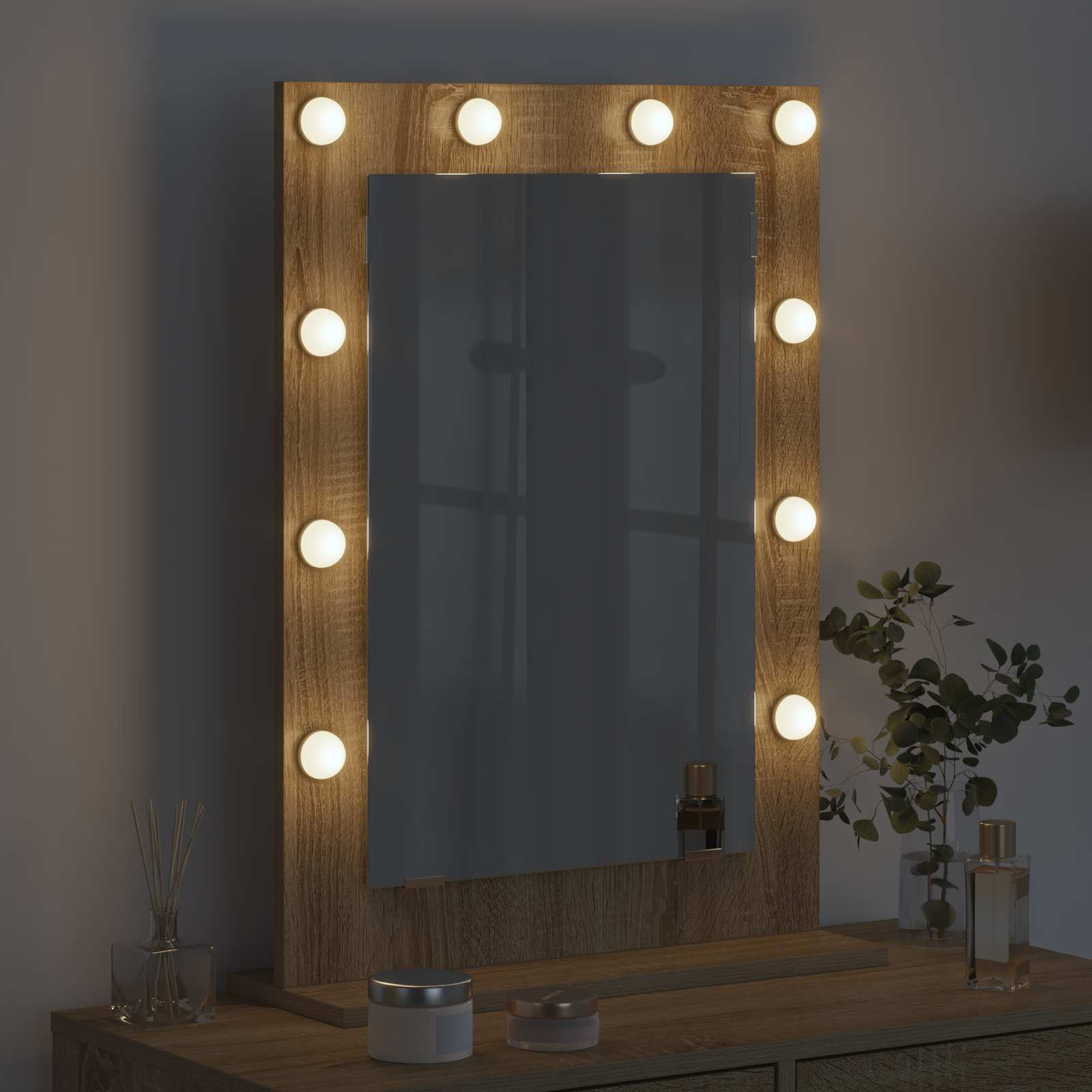 Specchio da Vanità Rettangolare Rovere Sonoma 70 x 50 x 18 cm | homemem39