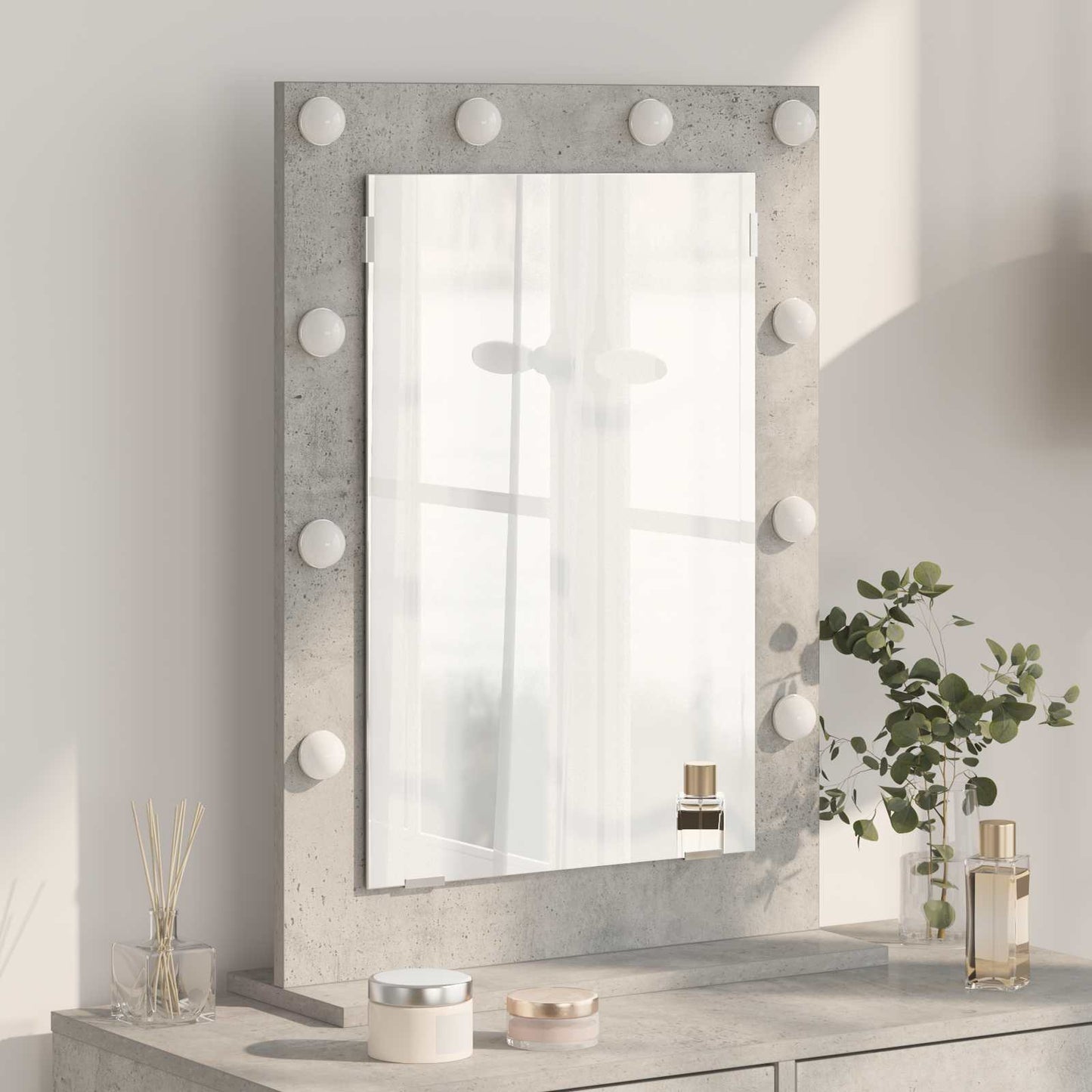 Specchio da Vanità Rettangolare Grigio cemento 70 x 50 x 18 cm