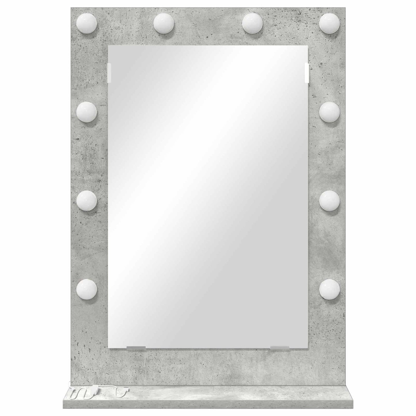 Specchio da Vanità Rettangolare Grigio cemento 70 x 50 x 18 cm
