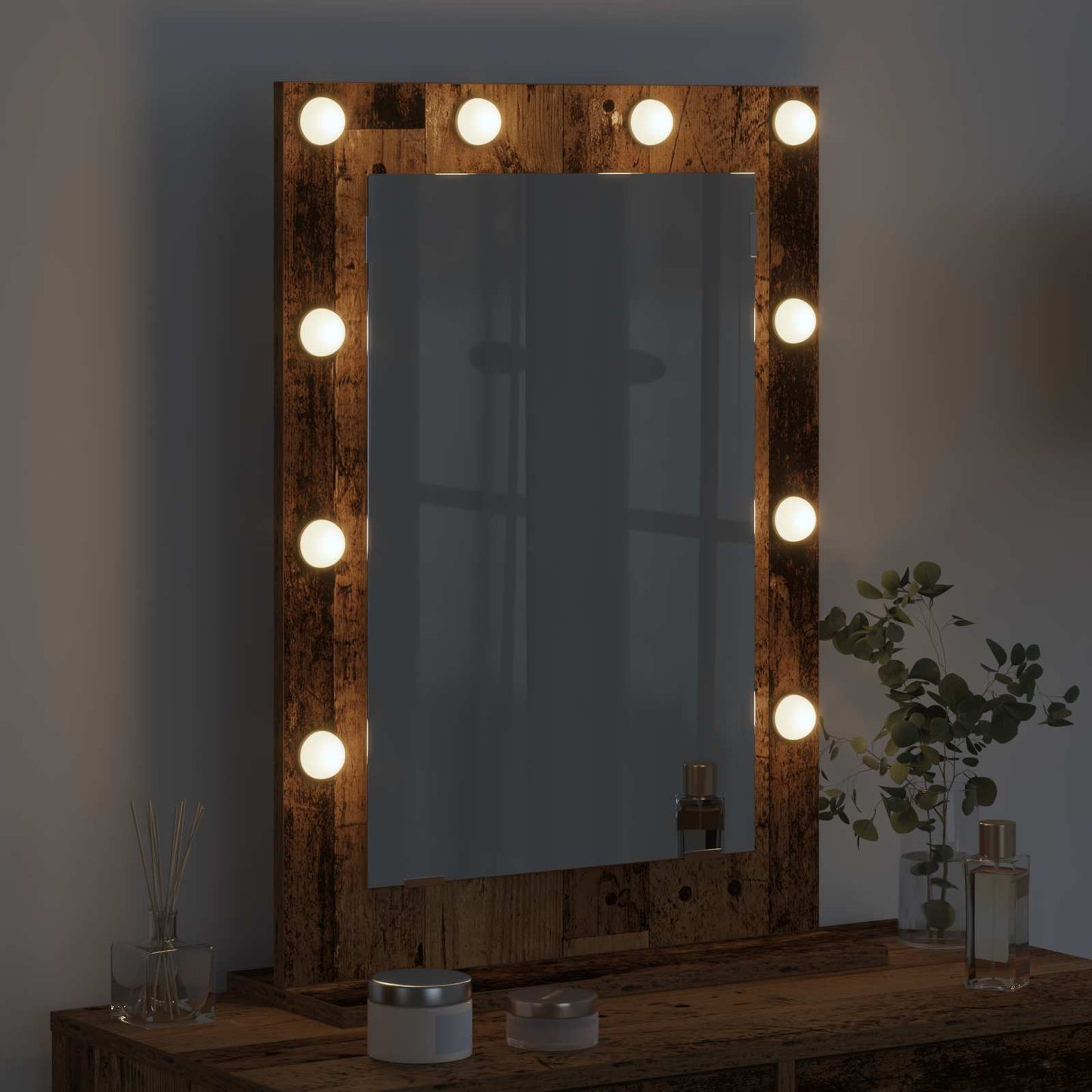 Specchio da Vanità Rettangolare Legno vecchio 70 x 50 x 18 cm