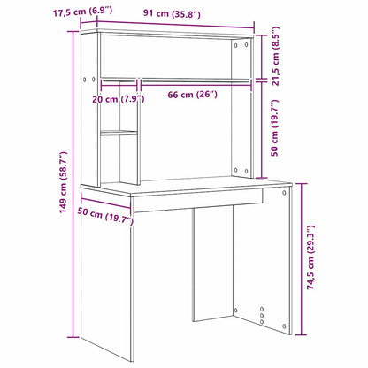 Scrivania Grigio cemento 91 x 50 x 149 cm Legno multistrato