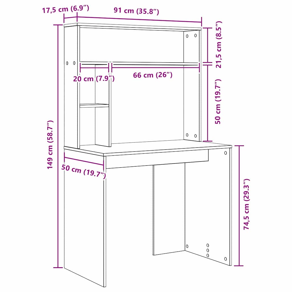 Scrivania Grigio Sonoma 91 x 50 x 149 cm Legno multistrato
