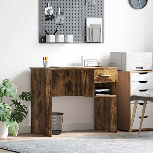 Scrivania Rovere fumé 90 x 49 x 75 cm Legno multistrato | homemem39