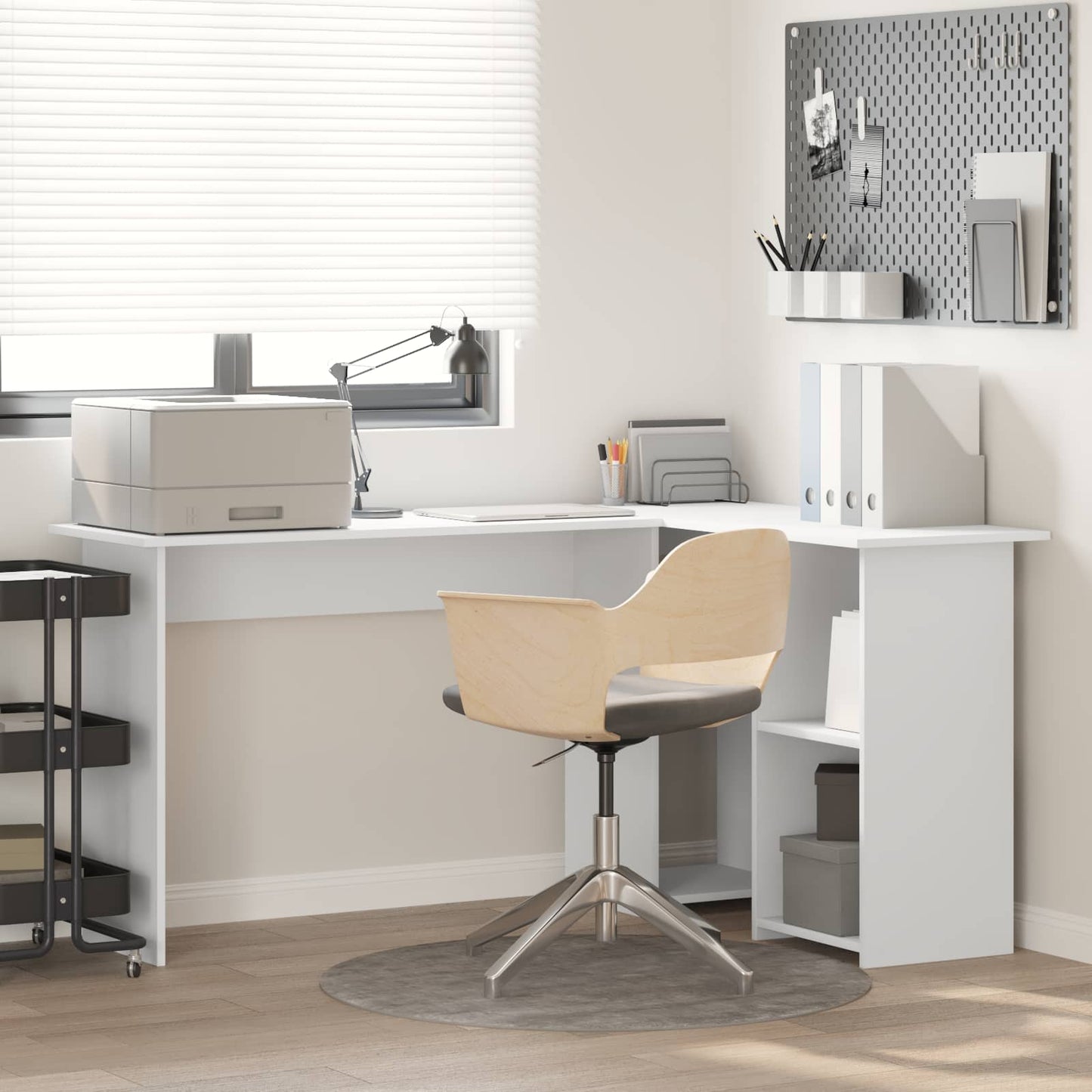 Scrivania Bianco 142 x 102 x 73 cm Legno multistrato | homemem39