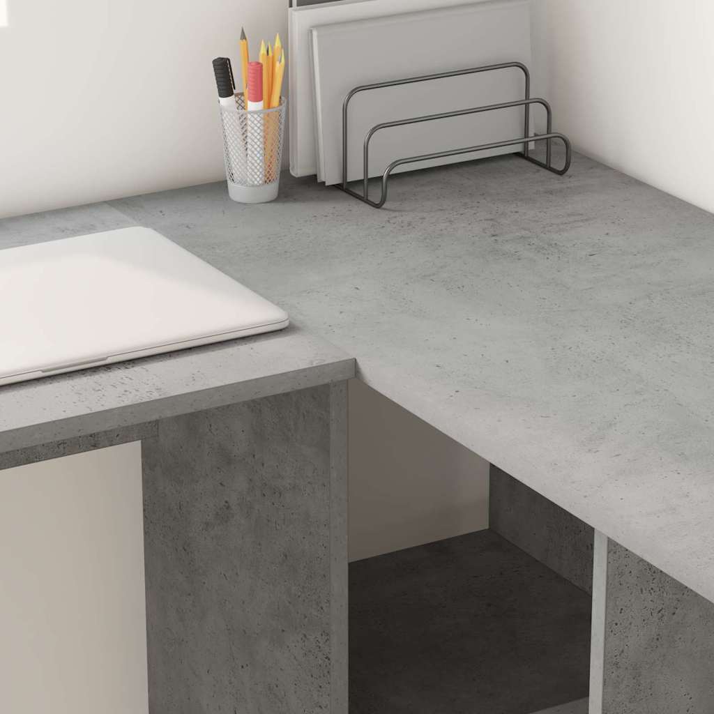 Scrivania Grigio cemento 142 x 102 x 73 cm Legno multistrato | homemem39