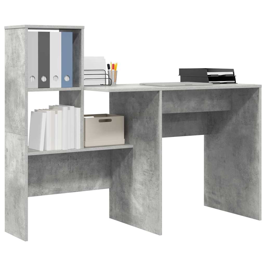 Scrivania con lo scaffale Grigio cemento 131,5 x 50 x 106,5 cm
