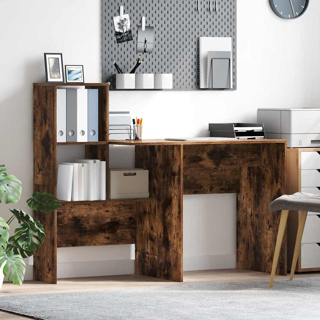 Scrivania Rovere fumé 131,5 x 50 x 106,5 cm Legno multistrato | homemem39