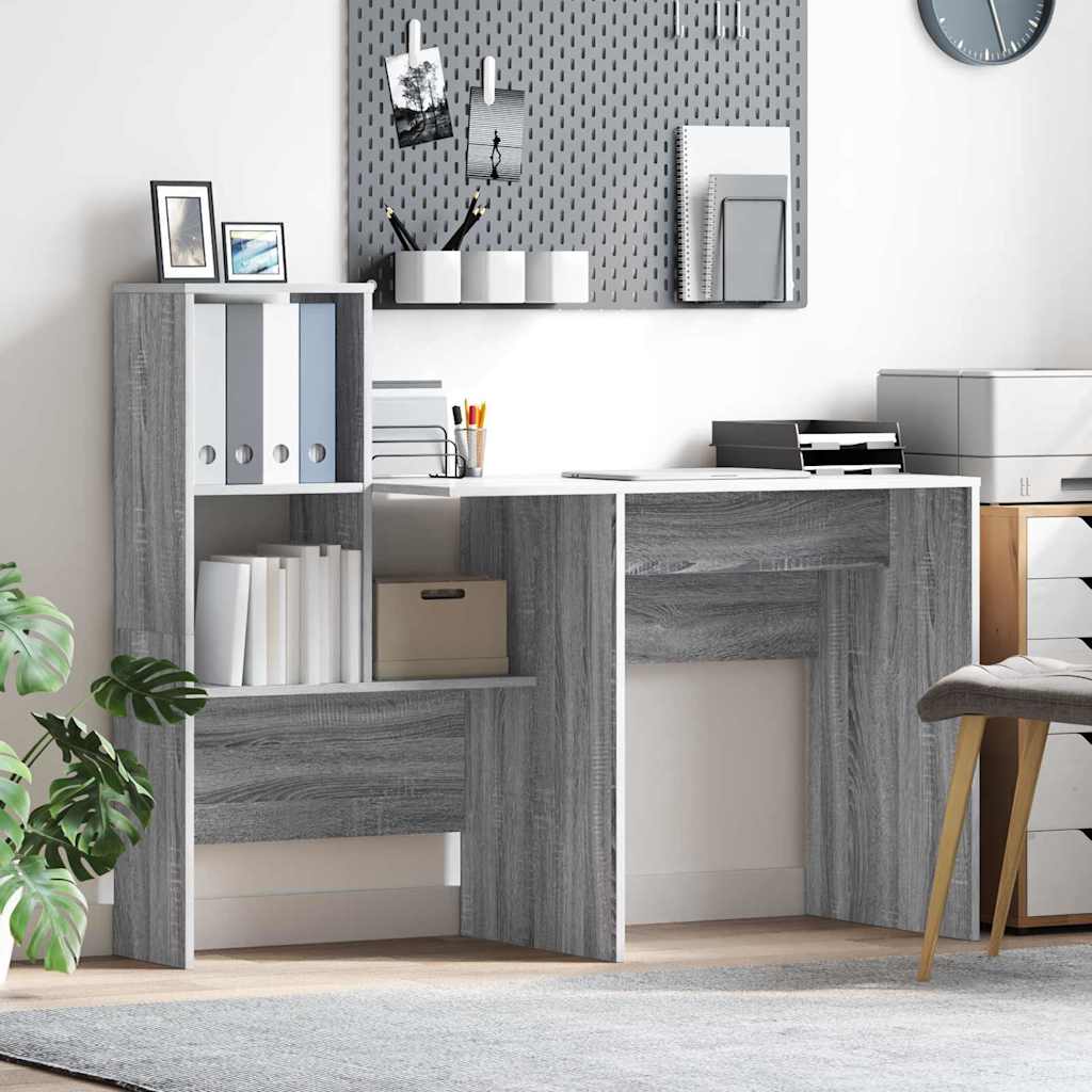 Scrivania Grigio Sonoma 131,5 x 50 x 106,5 cm Legno multistrato | homemem39