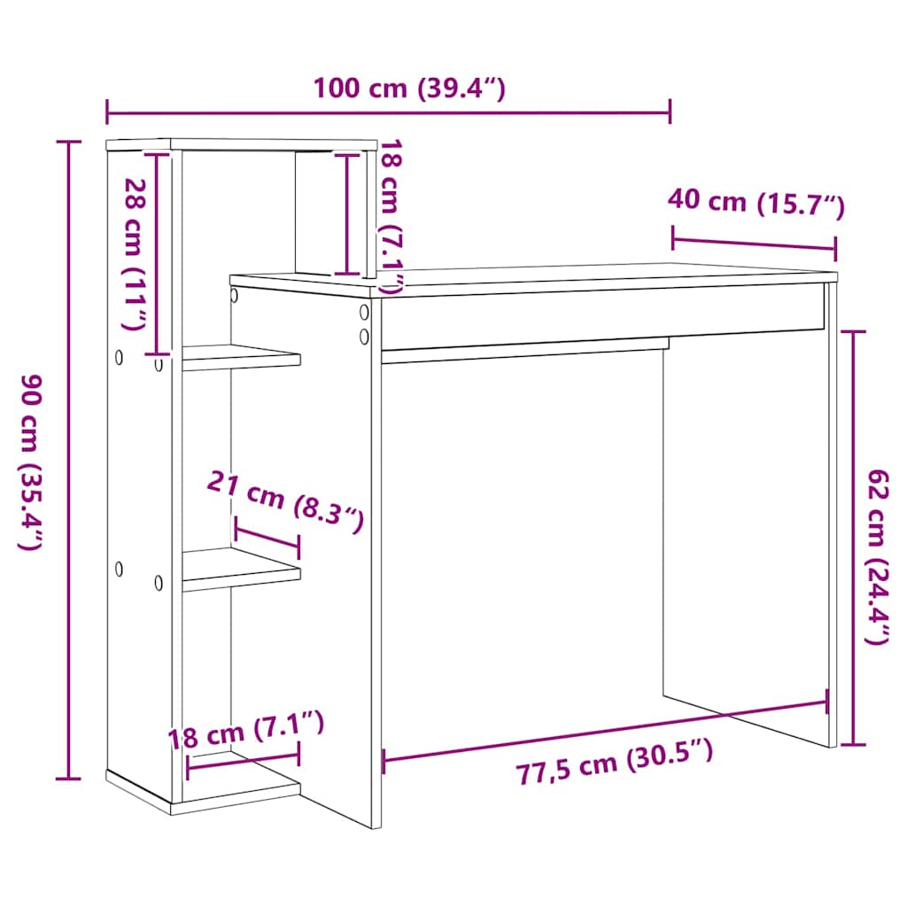 Scrivania Rovere fumé 100 x 40 x 90 cm Legno multistrato