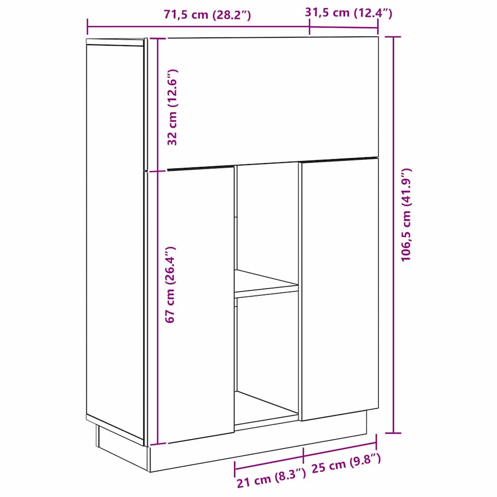 Scrivania Rovere Nero 71,5 x 31,5 x 106,5 cm Legno multistrato