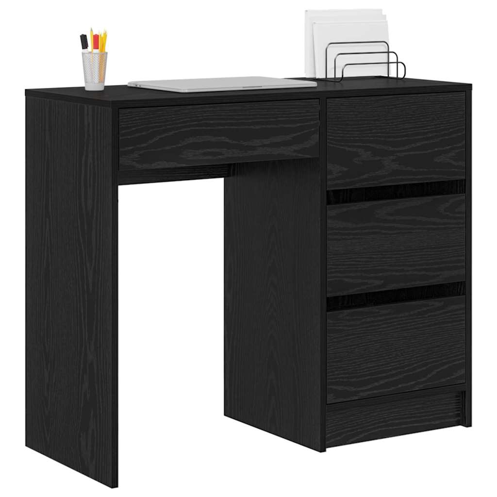 Scrivania Rovere Nero 90 x 37.5 x 75 cm Legno multistrato | homemem39
