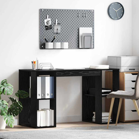 Scrivania Rovere Nero 130 x 50.5 x 75 cm Legno multistrato | homemem39