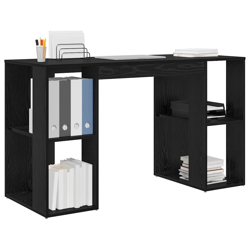 Scrivania Rovere Nero 130 x 50.5 x 75 cm Legno multistrato | homemem39
