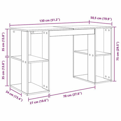 Scrivania con lo scaffale Rovere artigianale 130 x 50.5 x 75 cm