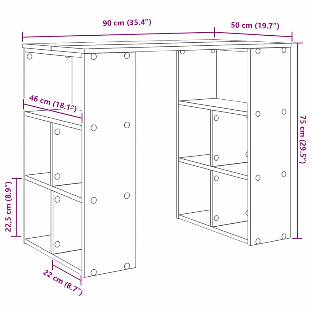 Scrivania Rovere fumé 90 x 50 x 75 cm Legno multistrato | homemem39