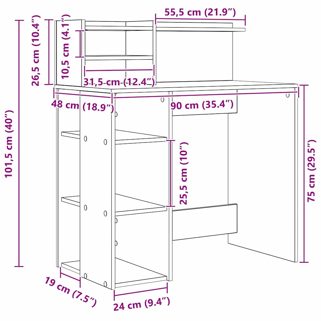 Scrivania Rovere Sonoma 90 x 48 x 101,5 cm Legno multistrato