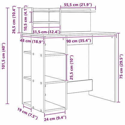 Scrivania Grigio Sonoma 90 x 48 x 101,5 cm Legno multistrato
