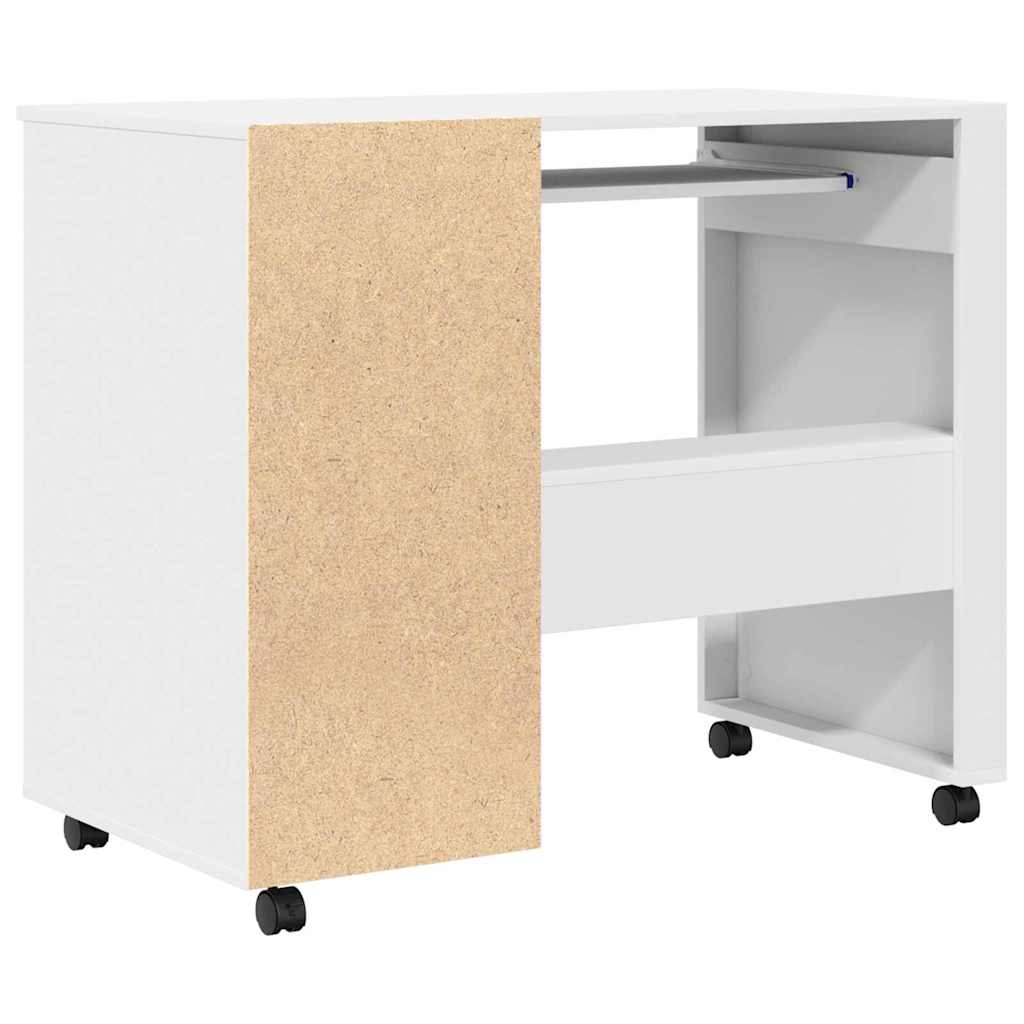 Scrivania con Ruote Bianco 91 x 50 x 77 cm Legno multistrato