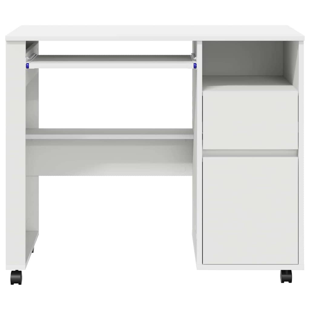 Scrivania con Ruote Bianco 91 x 50 x 77 cm Legno multistrato