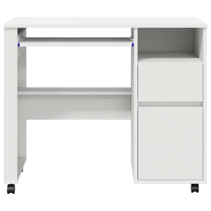 Scrivania con Ruote Bianco 91 x 50 x 77 cm Legno multistrato