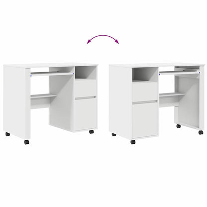 Scrivania con Ruote Bianco Legno ingegnerizzato 91 x 50 x 77 cm