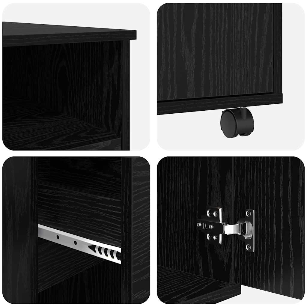 Scrivania con Ruote con cassetto Rovere Nero 91 x 50 x 77 cm | homemem39