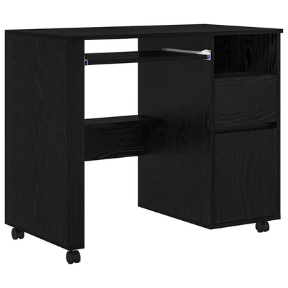 Scrivania con Ruote con cassetto Rovere Nero 91 x 50 x 77 cm | homemem39